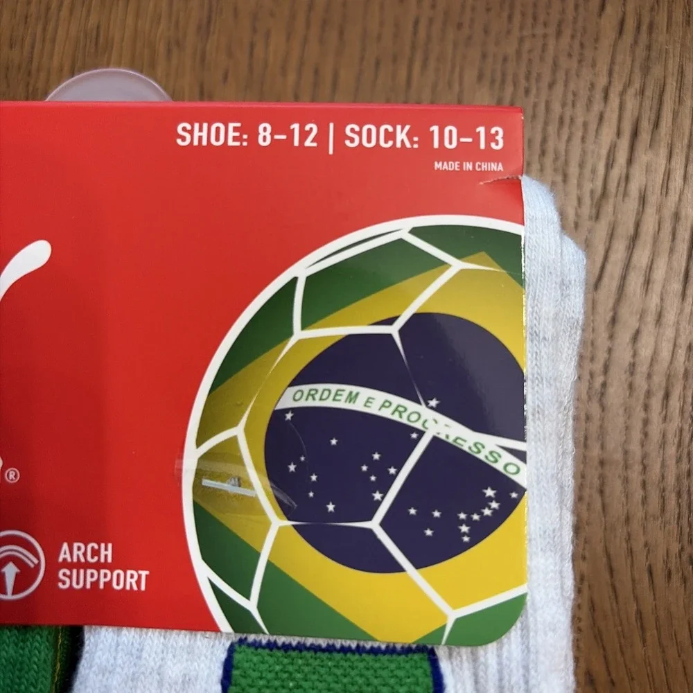 PUMA Men's World Cup Soccer Crew Socks Brasil Brazil - Shoe Size 8-12 - 6 Pair